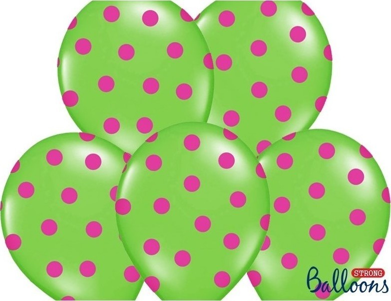 6 Baloane Verzi Cu Picatele Roz 