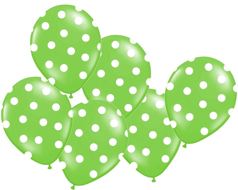 6 Baloane Verzi Cu Picatele Albe, Nr. 3, Carnaval24