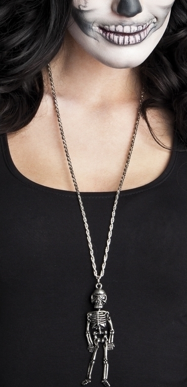 Colier din metal cu medalion schelete Halloween, Nr. 1, Carnaval24