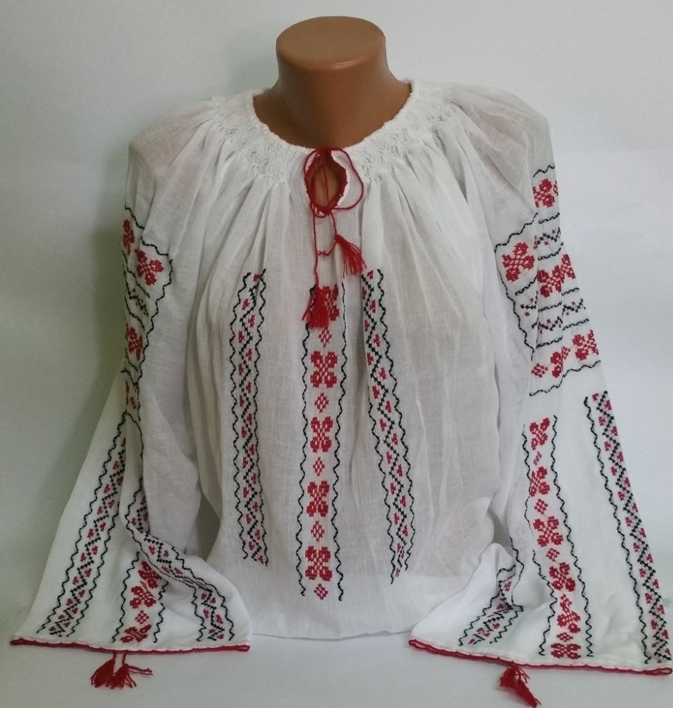 Costume Populare Romanesti - Ie traditionala Romaneasca, Marime Universala, Alb, Carnaval24