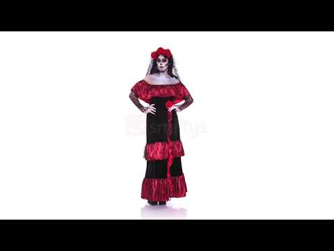 Costum Mireasa Day of The Dead M, negru/rosu, Nr. 2, Carnaval24