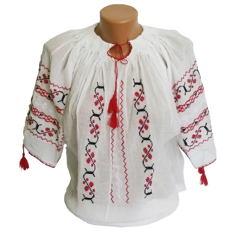 Costume Populare Romanesti - Ie traditionala , marime universala, Alb, Carnaval24