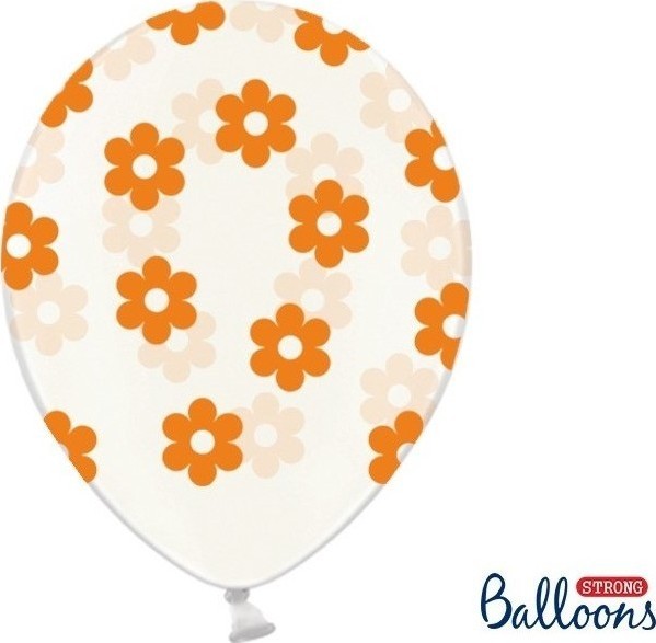 Accesorii Carnaval - 6 Baloane Model Floral Portocaliu, Carnaval24